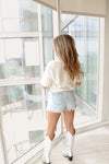 Cameron Denim Studded Rhinestone Shorts