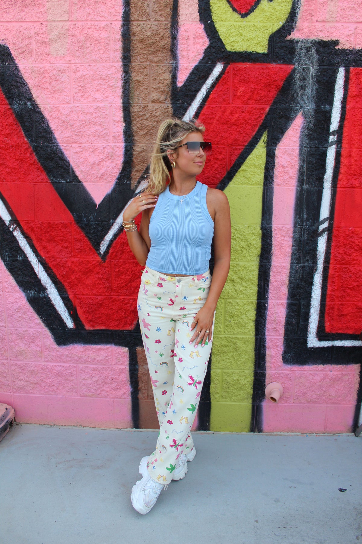 Light Blue Racerback Ribbed Tank Top