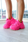 Laura Rhinestone Chunky Hot Pink Sneaker