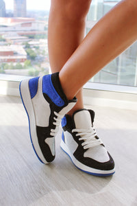 Ady Blue and Black Rhinestone High Top Sneaker