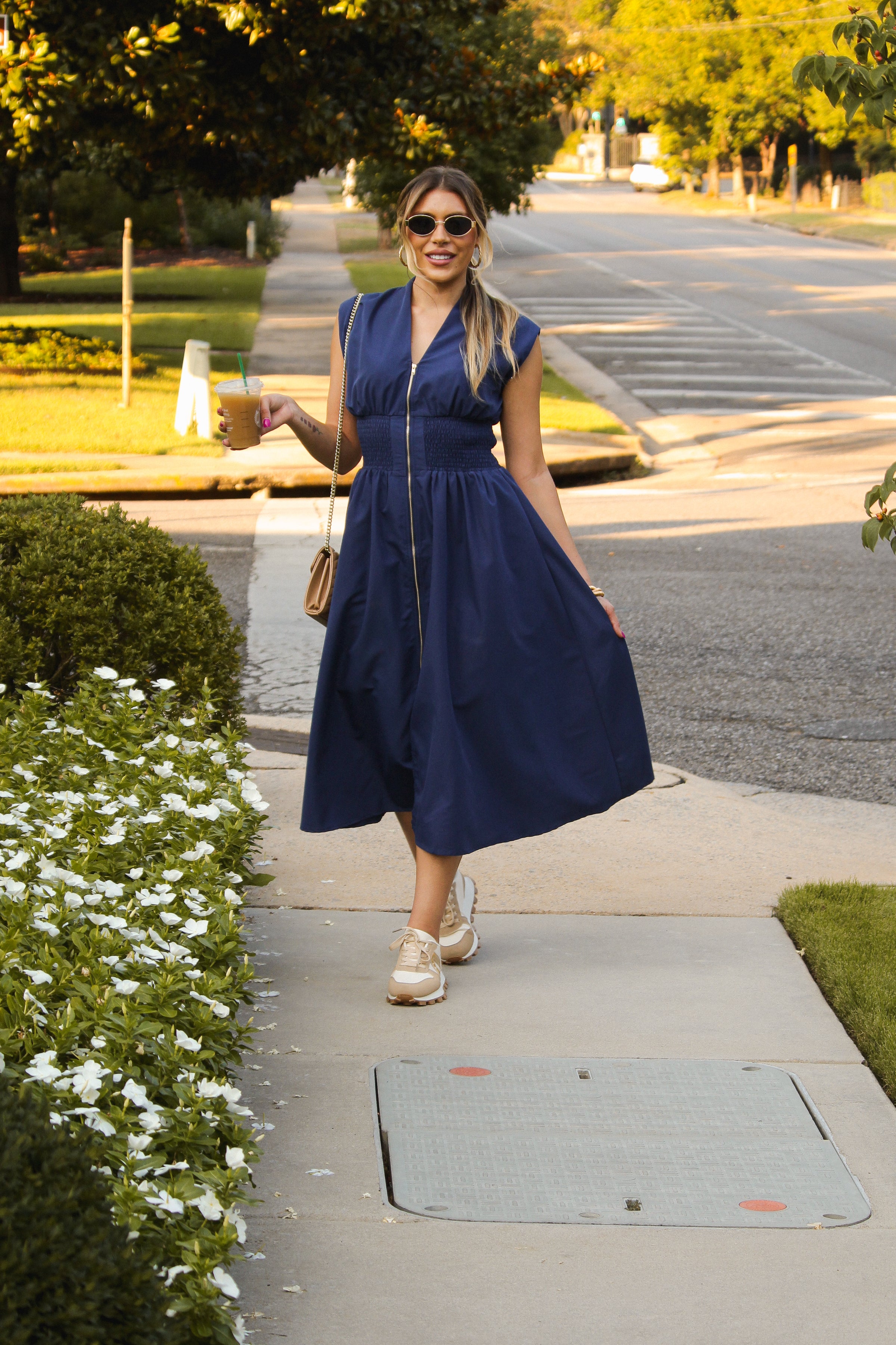 front zipper midi dress The Evette Zip Front Midi Dress In Light Wash Denim