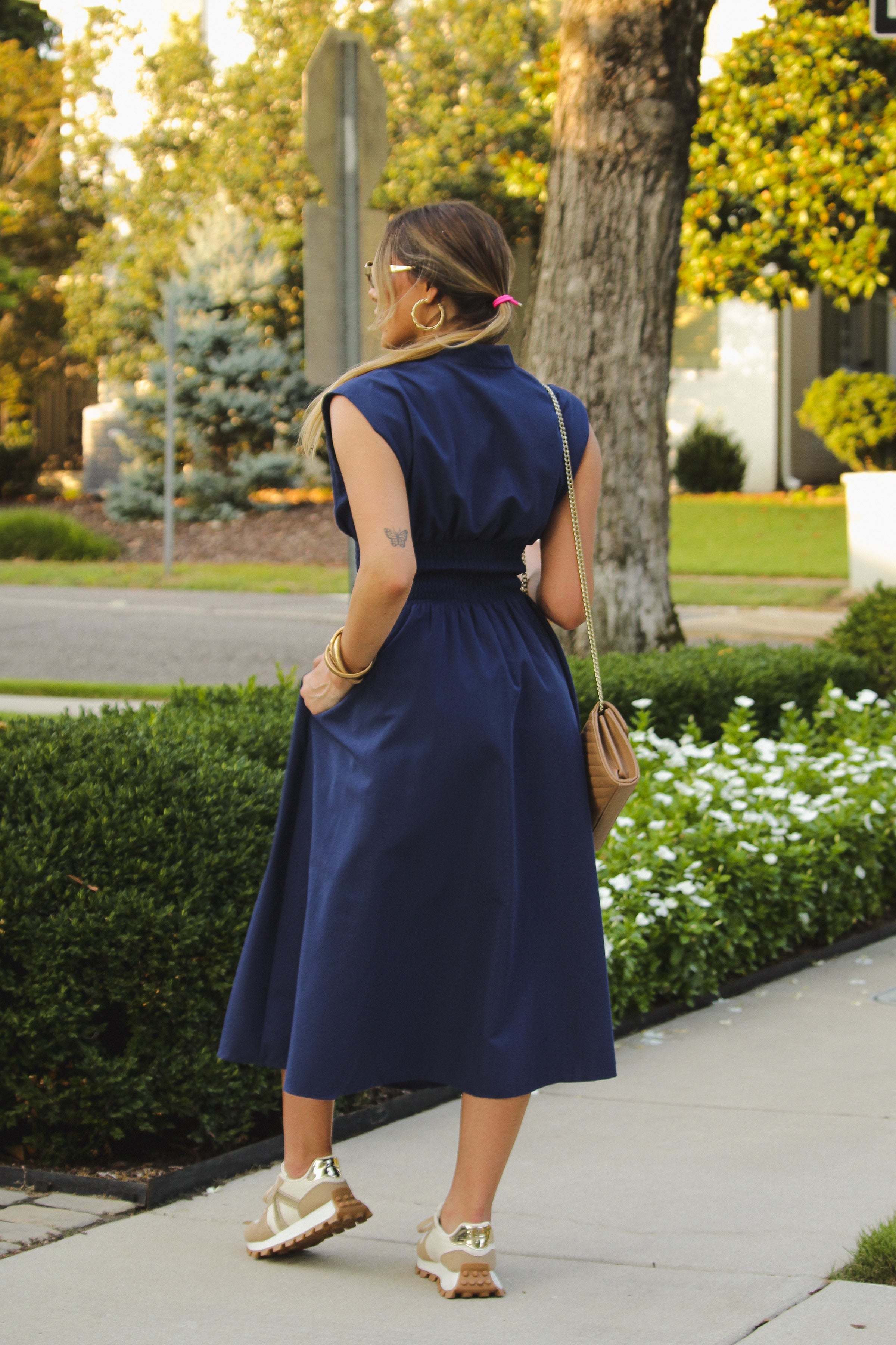 Navy Blue Sleeveless Front Zip Midi Dress - Kendry Boutique Kendry Collection Boutique Navy Blue Sleeveless Front Zip Midi Dress - Kendry Boutique Kendry Collection Boutique
