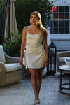 White Drop Flower Appliqué Strap Mini Dress