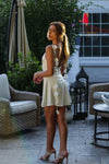 White Drop Flower Appliqué Strap Mini Dress