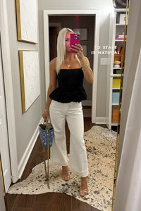 Black Embroidered Lace Peplum Tank Top