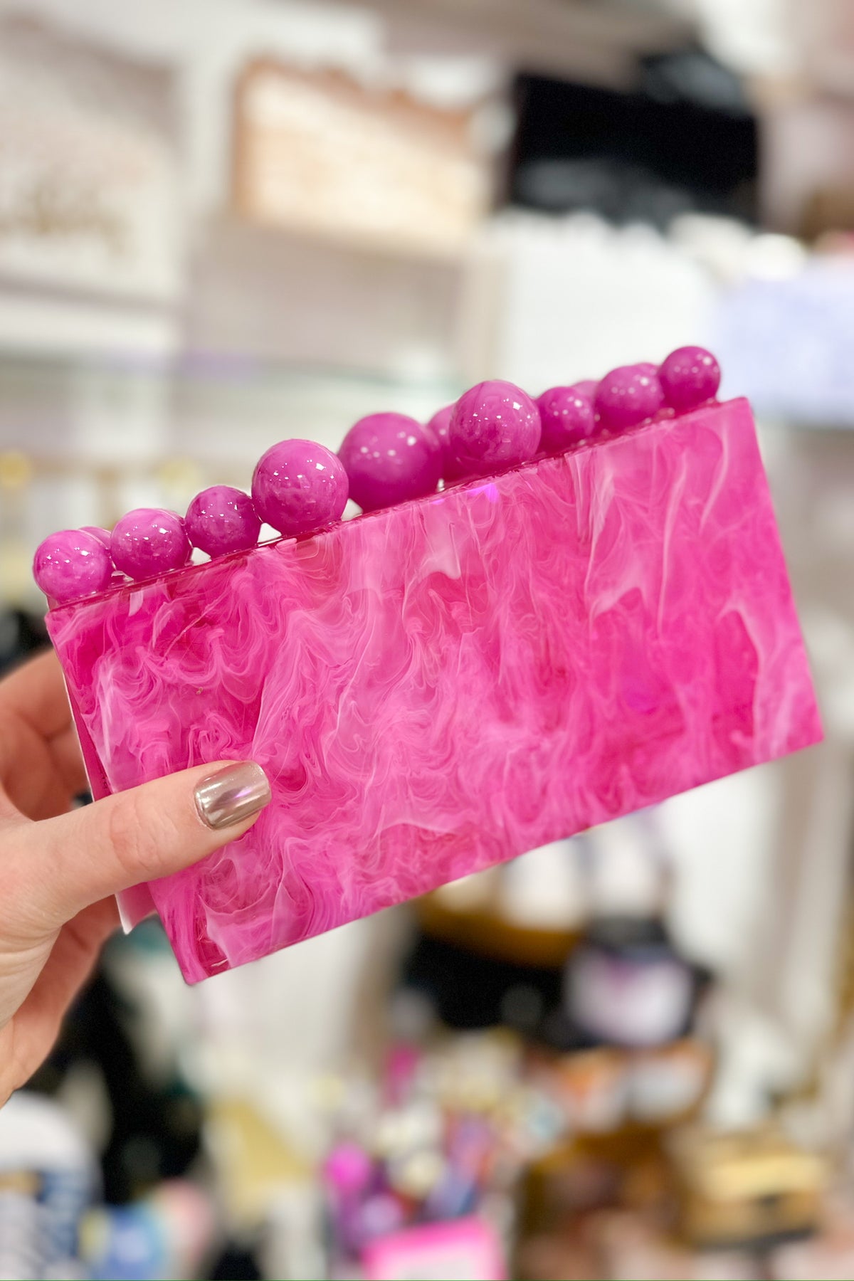Marble Beaded Acrylic Clutch Purse - Shop Trendy Accessories At Kendry Collection Boutique