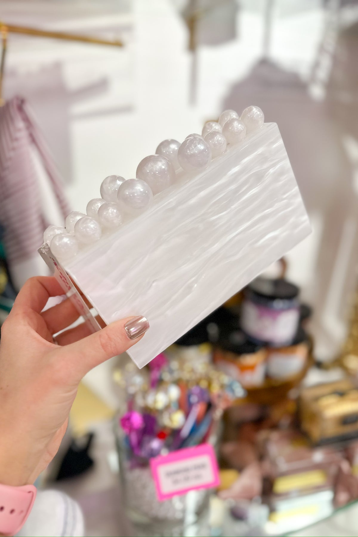 Marble Beaded Acrylic Clutch Purse - Shop Trendy Accessories At Kendry Collection Boutique