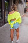 Neon Tie Back Long Sleeve Top - Shop Cute Tops At Kendry Collection Boutique