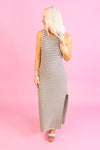 Neutral Striped Knit Bodycon Midi Dress - Shop Vacation Outfits Now At Kendry Collection Boutique