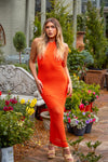 Orange Halter Open Knit Midi Dress - Shop Vacation Dresses At Kendry Collection Boutique - Kendry Boutique