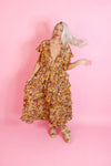 Orange Multicolor Floral Ruffle Midi Dress - kendry Collection Boutique Garden Party