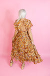 Orange Multicolor Floral Ruffle Midi Dress - kendry Collection Boutique Garden Party