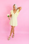 Pastel Yellow Shoulder Frill Mini Dress - Find Spring and Summer Dresses At Kendry Boutique 