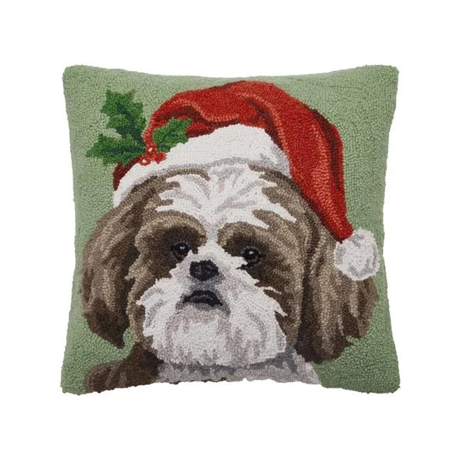 Shih Tzu Dog Christmas Needle Point Pillow