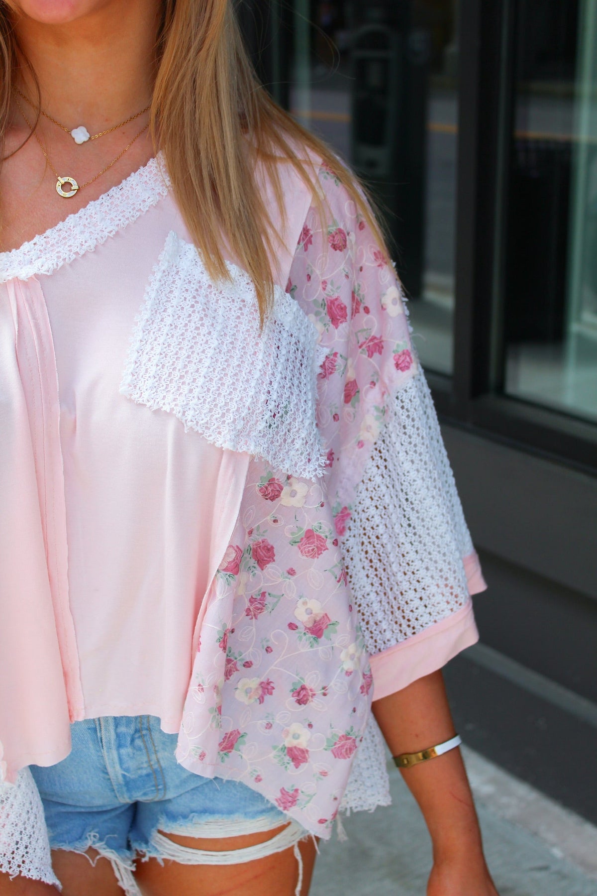 Pink Floral Lace Crochet Blouse - Shop Floral Tops At Kendry Collection Boutique