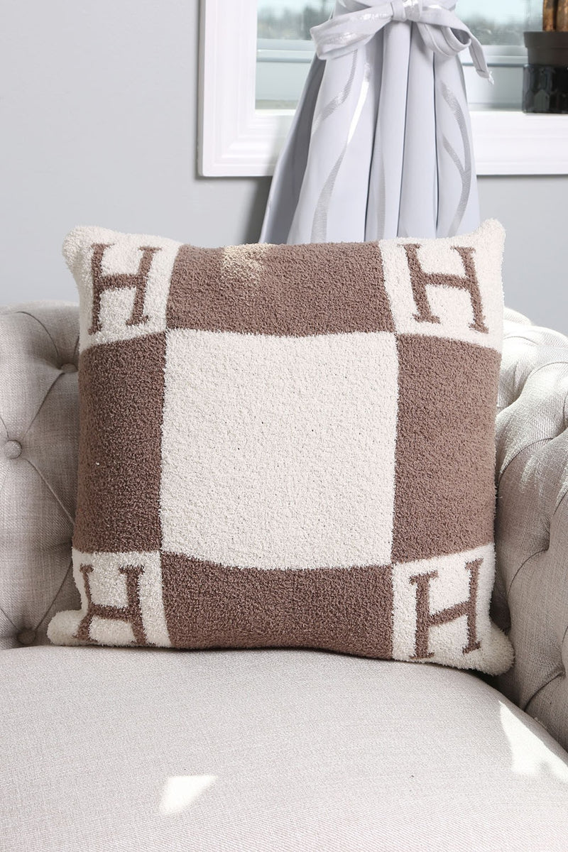 Brown Plush Initial Pillow Case