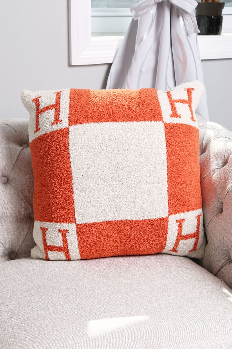 Orange Plush Initial Pillow Case