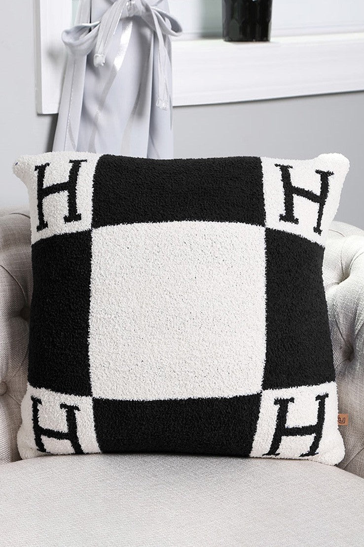 Black Plush Initial Pillow Case