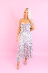 Purple Floral Detail Midi Dress - Shop Garden Party Outfits At Kendry Boutique 