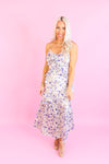 Purple Floral Detail Midi Dress - Shop Wedding Guest Outfits At Kendry Boutique 