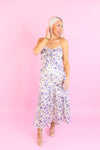 Purple Floral Detail Midi Dress - Shop Wedding Guest Outfits At Kendry Boutique 