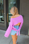 Purple Tie Back Long Sleeve Top - Shop Casual Tops At Kendry Collection Boutique