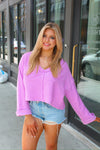 Purple Tie Back Long Sleeve Top - Shop Casual Tops At Kendry Collection Boutique