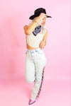 Rhinestone Chain Split Hem Jeans - Shop Nashville Country Concert Outfits At Kendry Boutique 
