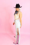 Rhinestone Chain Split Hem Jeans - Shop Nashville Country Concert Outfits At Kendry Boutique 