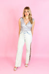 Rhinestone Chain Split Hem Jeans - Shop The Perfect Las Vegas Outfit At Kendry Collection Boutique