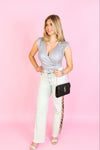 Rhinestone Chain Split Hem Jeans - Shop The Perfect Las Vegas Outfit At Kendry Collection Boutique