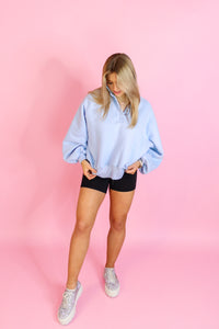 Sky Blue Button Up Boyfriend Sweatshirt