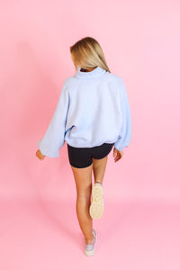 Sky Blue Button Up Boyfriend Sweatshirt