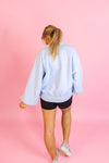 Sky Blue Button Up Boyfriend Sweatshirt