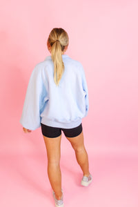 Sky Blue Button Up Boyfriend Sweatshirt