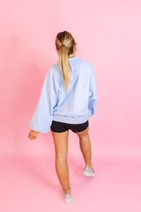 Sky Blue Button Up Boyfriend Sweatshirt