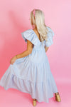 Sky Blue Puff Sleeve Maxi Dress