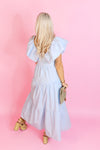 Sky Blue Puff Sleeve Maxi Dress