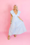 Sky Blue Puff Sleeve Maxi Dress - Kendry Boutique