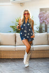 Sleeveless Star Pattern Denim Romper | Patriotic Outfit | Shop Kendry Boutique