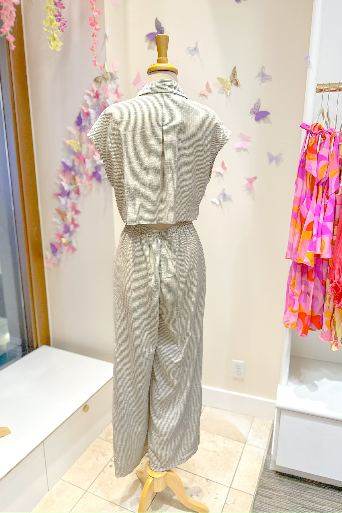 Striped Button Down Jumpsuit with Open Back - Shop Free People Dupes At Kendry Collection Boutique