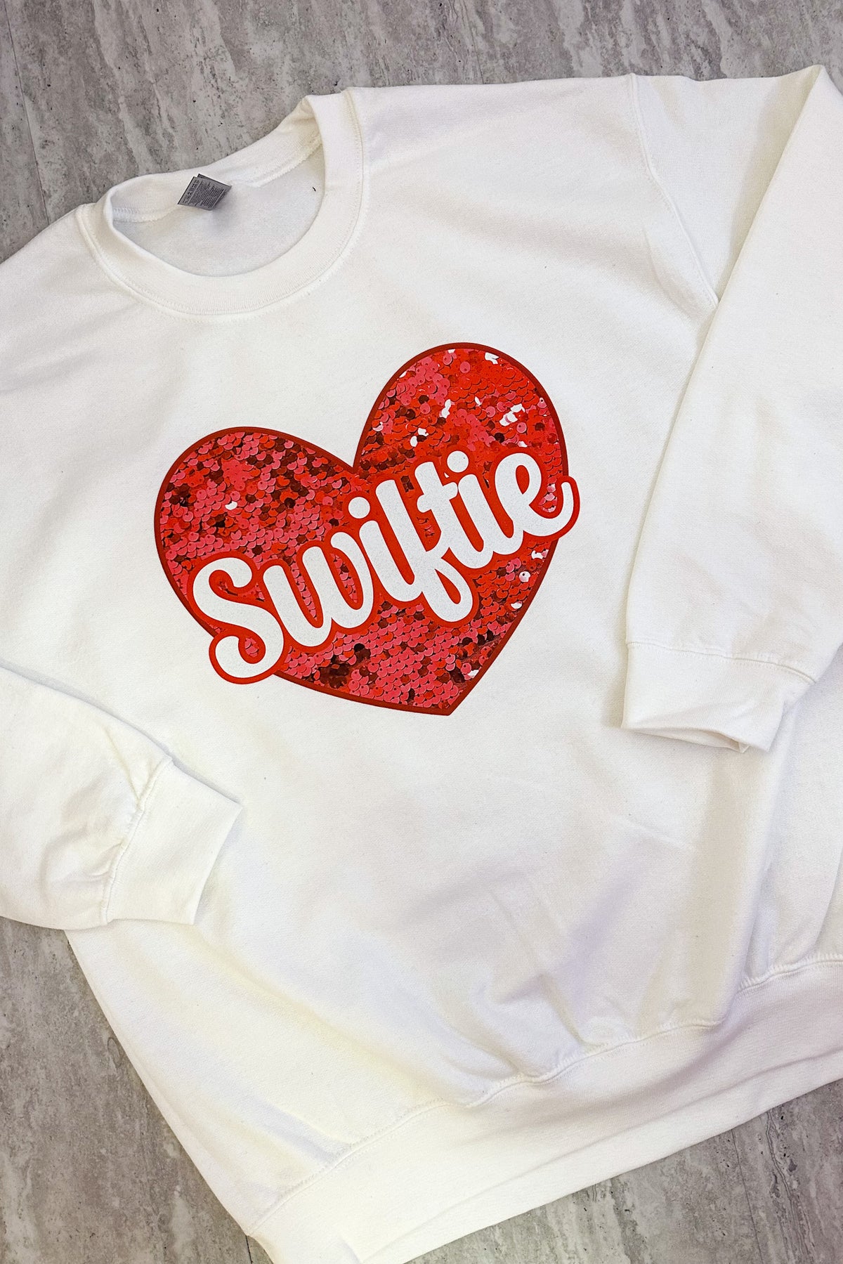 Swiftie Faux Sequin Heart Sweatshirt