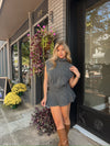 Charcoal Turtleneck Sleeveless Sweater Top