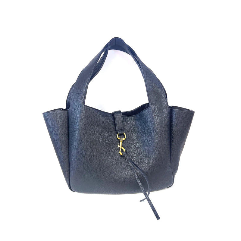 Black Front Buckle Tote Bag