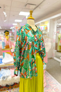 Tropical Escape Button Down Blouse - Shop Dressy Tops At Kendry Collection Boutique