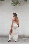 Yellow Floral Pink Lace Detail Maxi Dress - Kendry Boutique