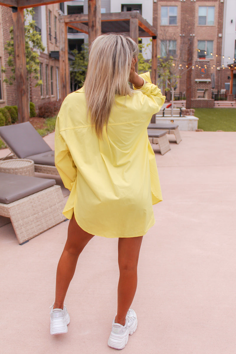 Yellow Oversized Button Up Top - Shop Kendry Collection