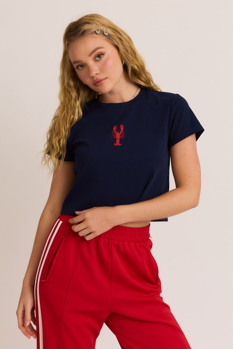 Navy Blue Lobster Baby Tee