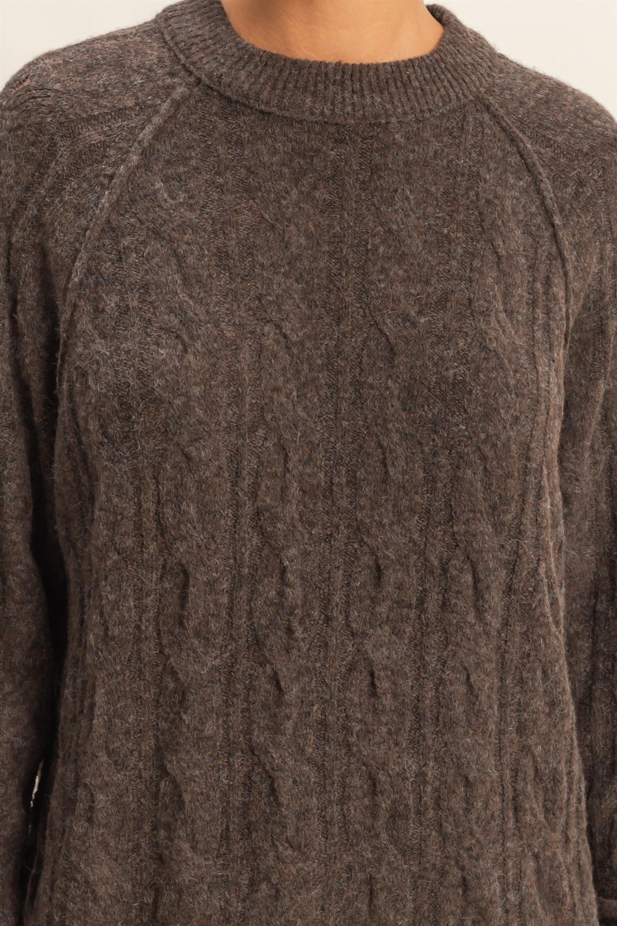 Brown Soft Oversized Cable Knit Sweater