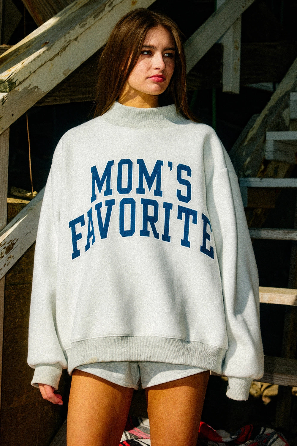 Mom’s Favorite X Dad’s Favorite Reversible Mock Neck Sweatshirt